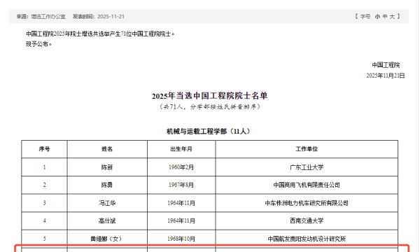 比亚迪集团首席科学家廉玉波当选中国工程院院士